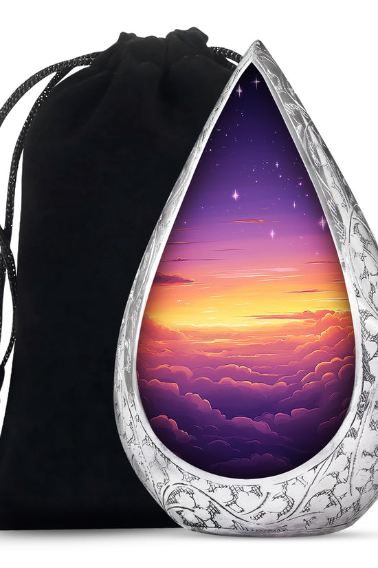 Elegant Purple Sunset Scenic Urn - Beautiful Decorative Cremation Urn