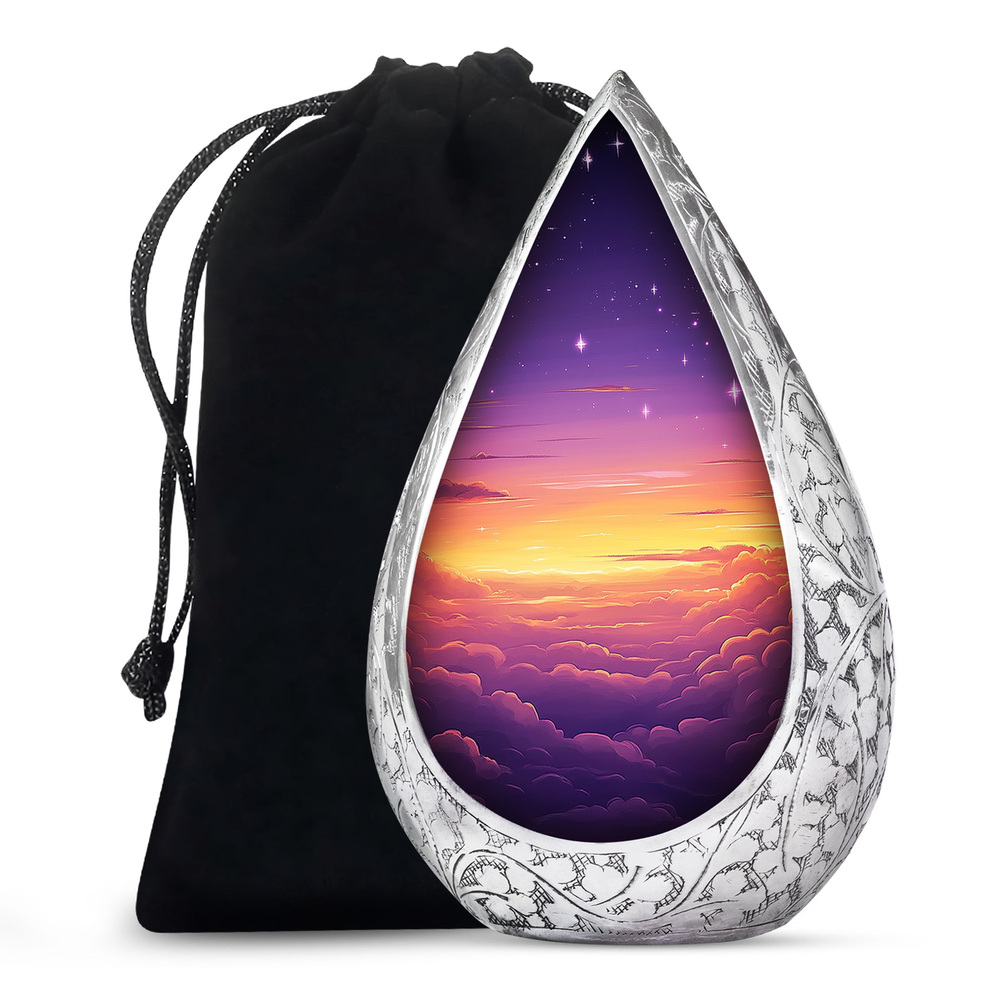 Elegant Purple Sunset Scenic Urn - Beautiful Decorative Cremation Urn