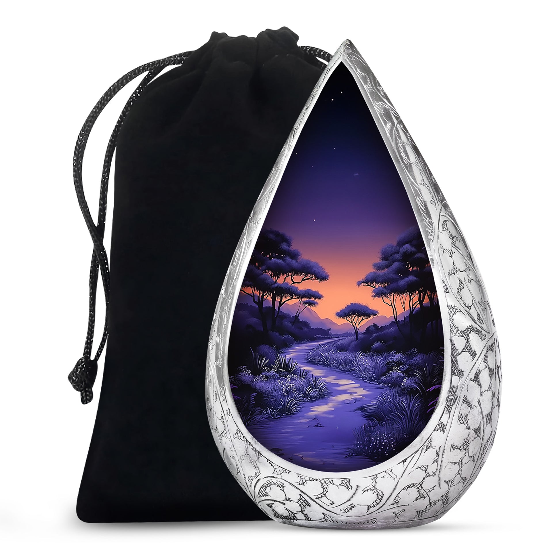 Premium Purple Sunset Memorial Urn - Personalized Decor Urns For Ashes