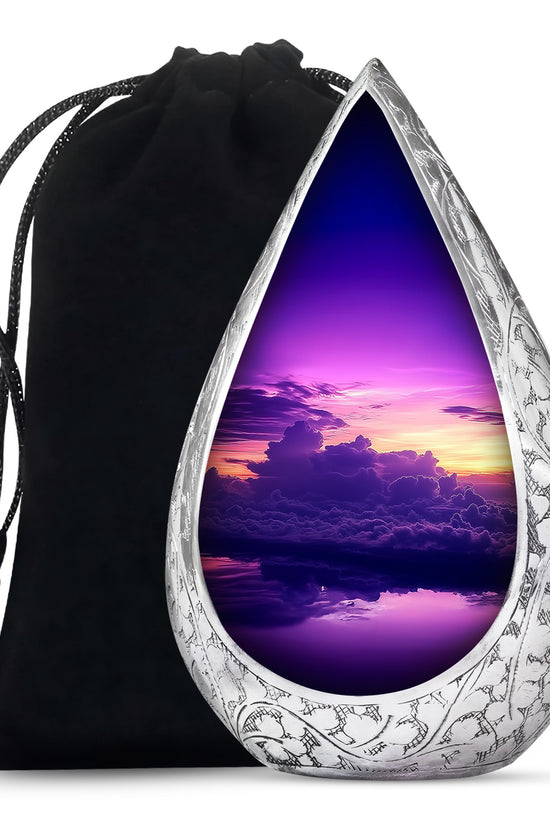 Purple Sunset Sky Funeral Urn – Beautiful Adult Memorial Urn for Ashes