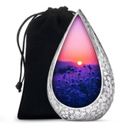 Blue Flower Sunset Scenic Urn - Beautiful Decor Urns For Mom Ashes