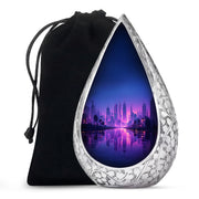 Elegant Blue Cityscape Urn - Unique Decorative Urns For Human Ashes