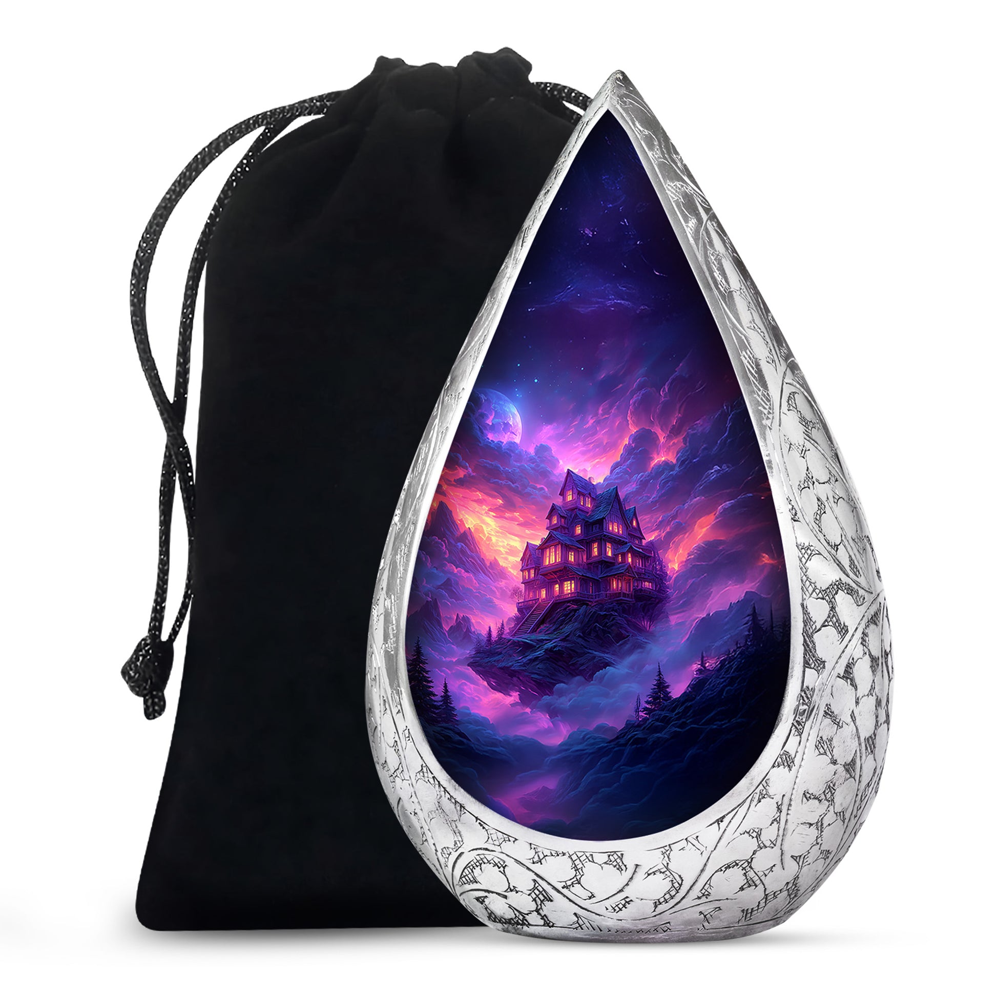 Fantasy Castle Cremation Urn – Blue Artistic Memorial Urn For Ashes