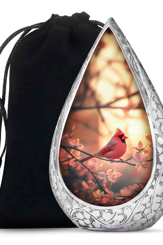 Cherry Blossoms Urn For Cremation Ashes - Cardinal Bird Urn For Sale