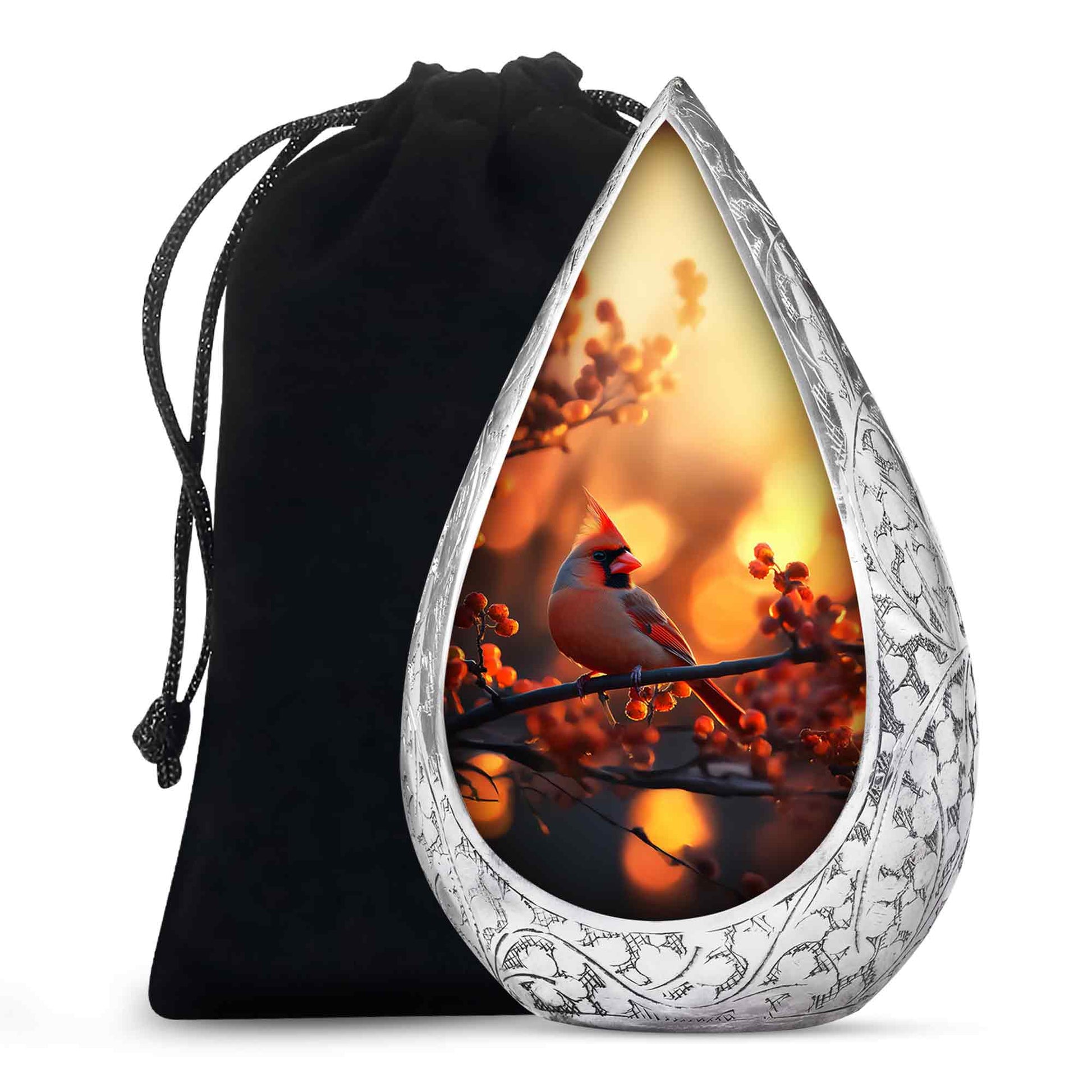 Cardinal Bird Memorial Urn For Ashes - Bird Nest Cremation Urn For Ashes