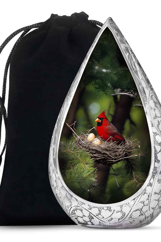 Cardinal Bird Memorial Urn For Ashes - Bird Nest Cremation Urn For Ashes