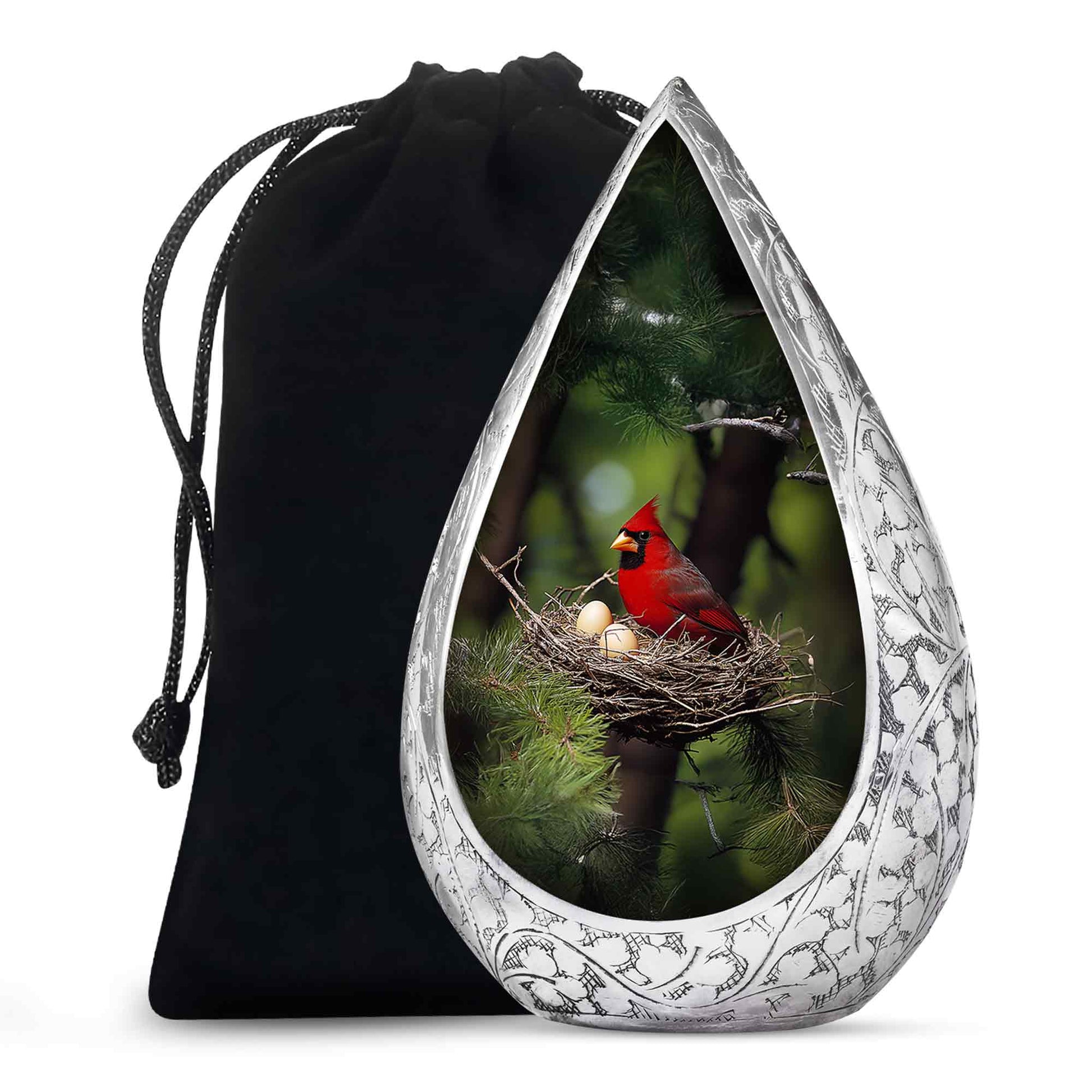 Cardinal Bird Memorial Urn For Ashes - Bird Nest Cremation Urn For Ashes
