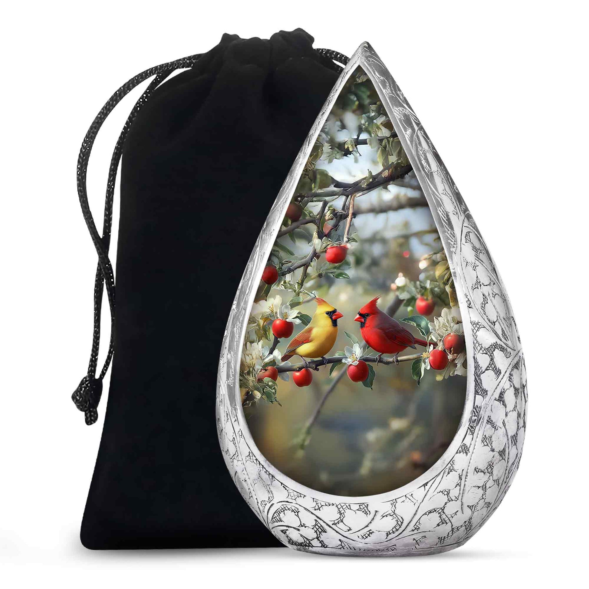 Loved Birds Memorial Urn - Cardinal Bird Cramtion Urn For Couple
