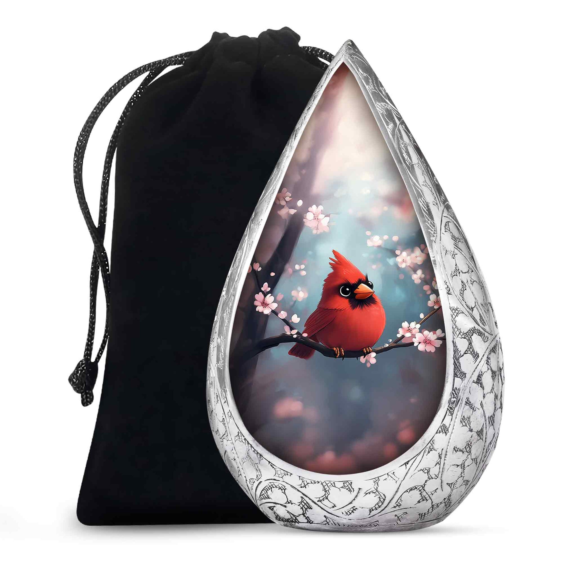 Cartoon Cardinal Bird Urn - Blossom Cremation Urn For Adult Ashes