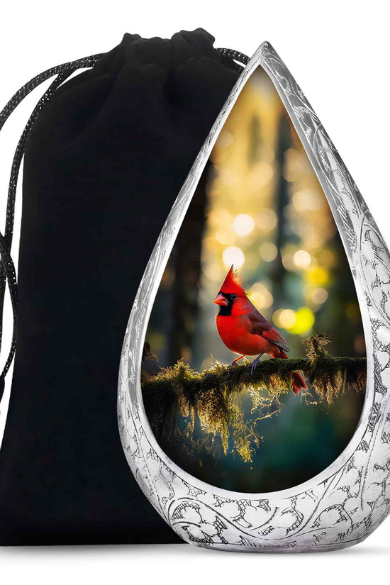 Cardinal Bird Forest Memorial Urn - Nature Funeral Urn For Human Ashes
