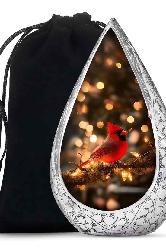 Cardinal Bird Golden Light Funeral Urn - Brown Cremation Urn For Mother & Father