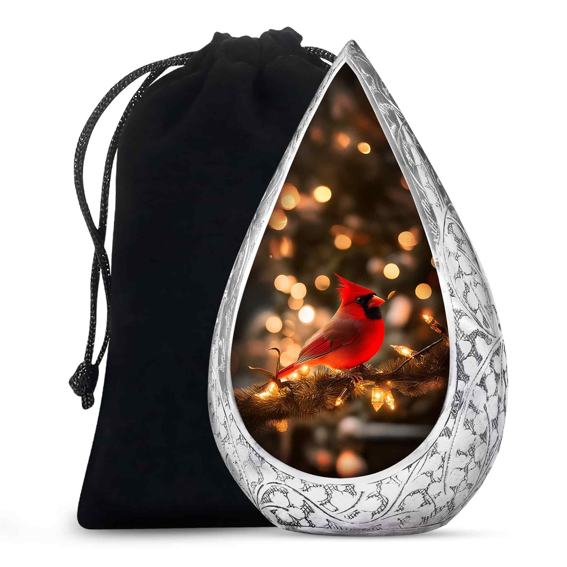 Cardinal Bird Golden Light Funeral Urn - Brown Cremation Urn For Mother & Father