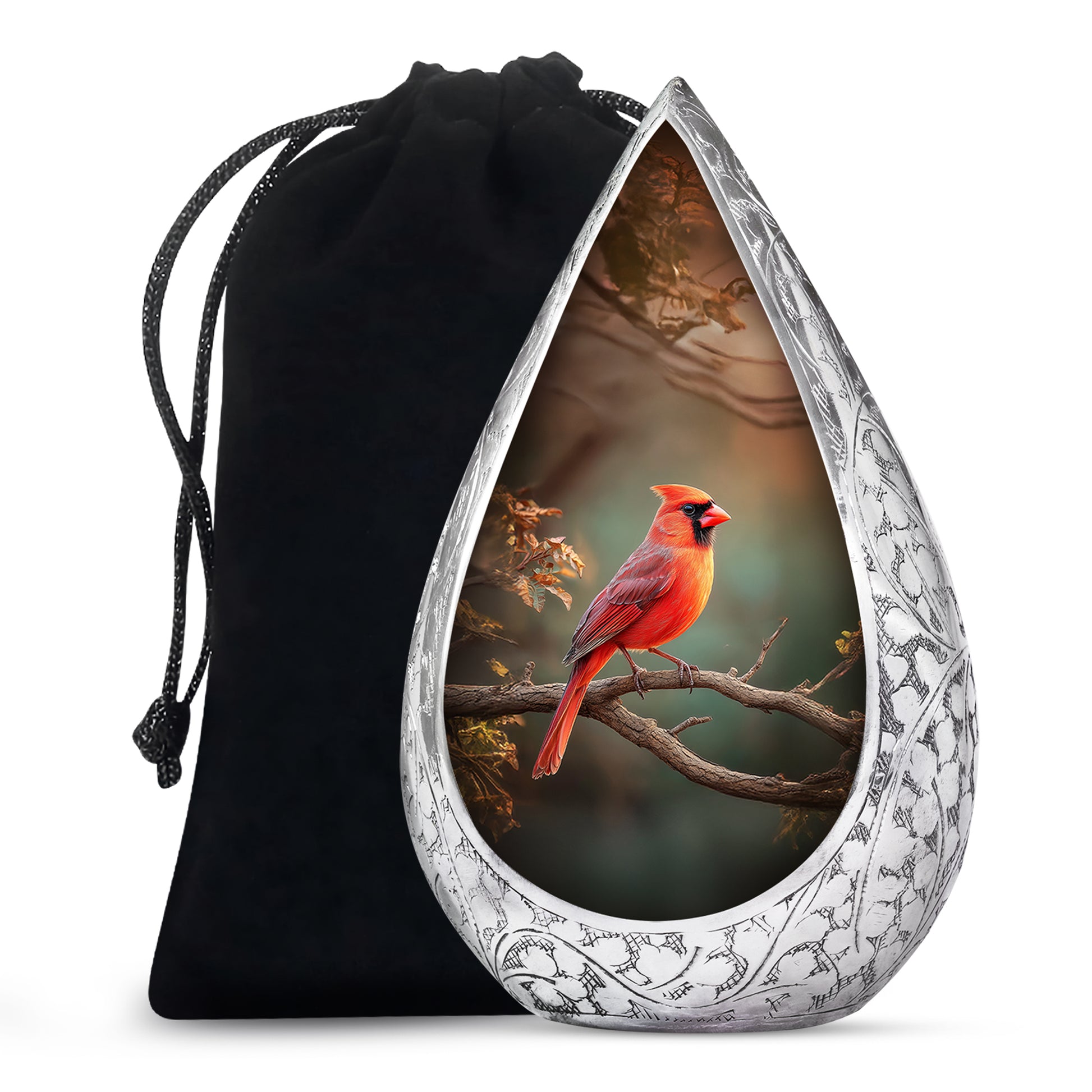 Red Bird Cardinal Funeral Urn - Peaceful Nature Cremation Urn For Ashes