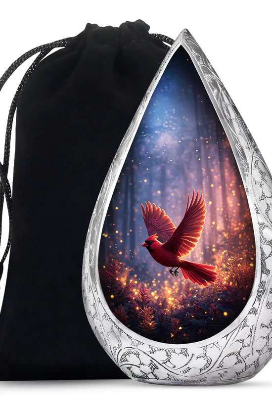 Flying Cardinal Bird Memorial Urn - Glowing Forest Crremation Urn For Adult Ashes