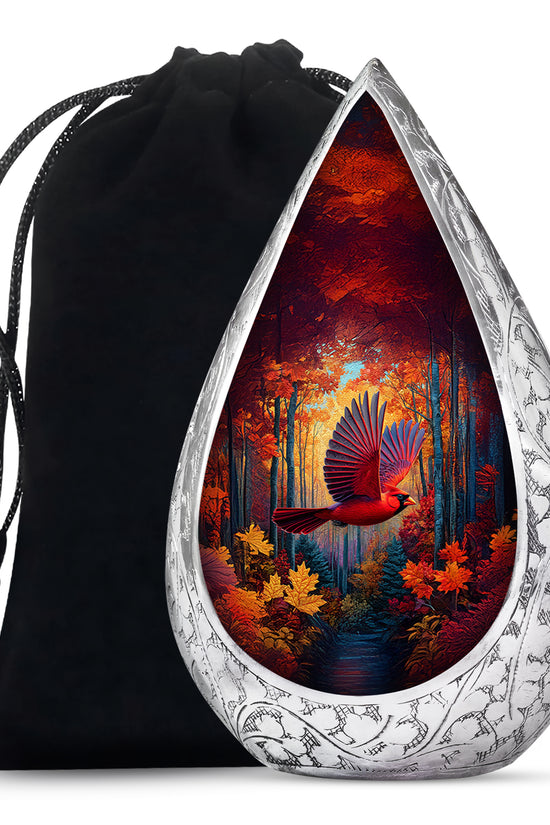 Red Cardinal Bird Funeral Urn - Autumn Theme Cremation Urn For Human Ashes