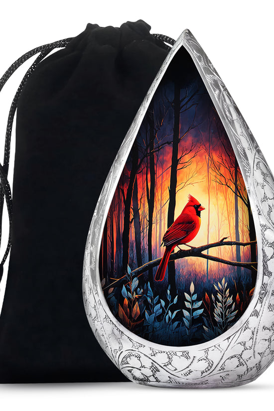 Red Cardinal Funeral Urn - Scenic Forest Cremation Urn For Adults Ashes