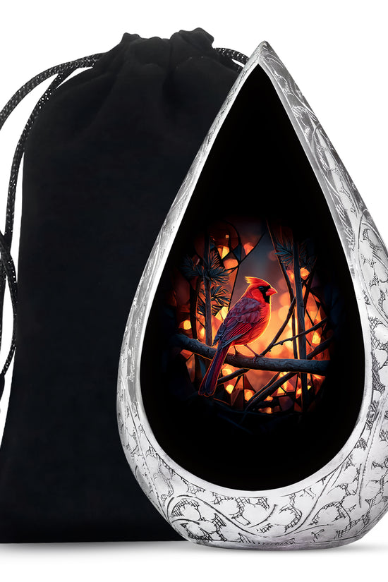 Cardinal Tribute Memorial Urn - Forest Theme Cremation Urn For Loved ones