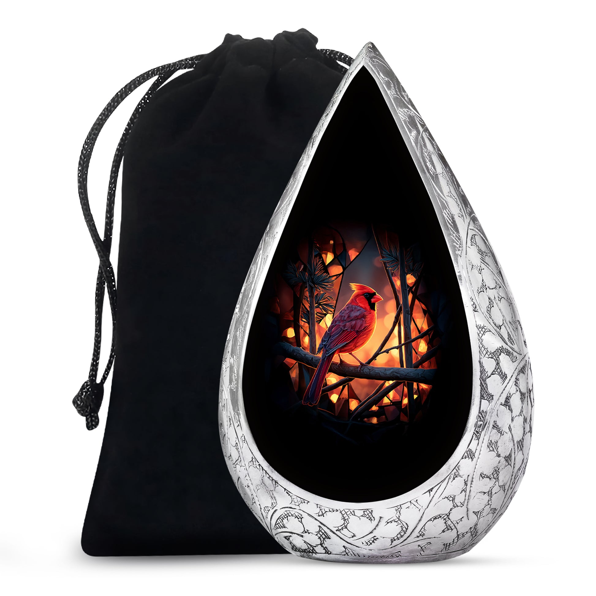 Cardinal Tribute Memorial Urn - Forest Theme Cremation Urn For Loved ones
