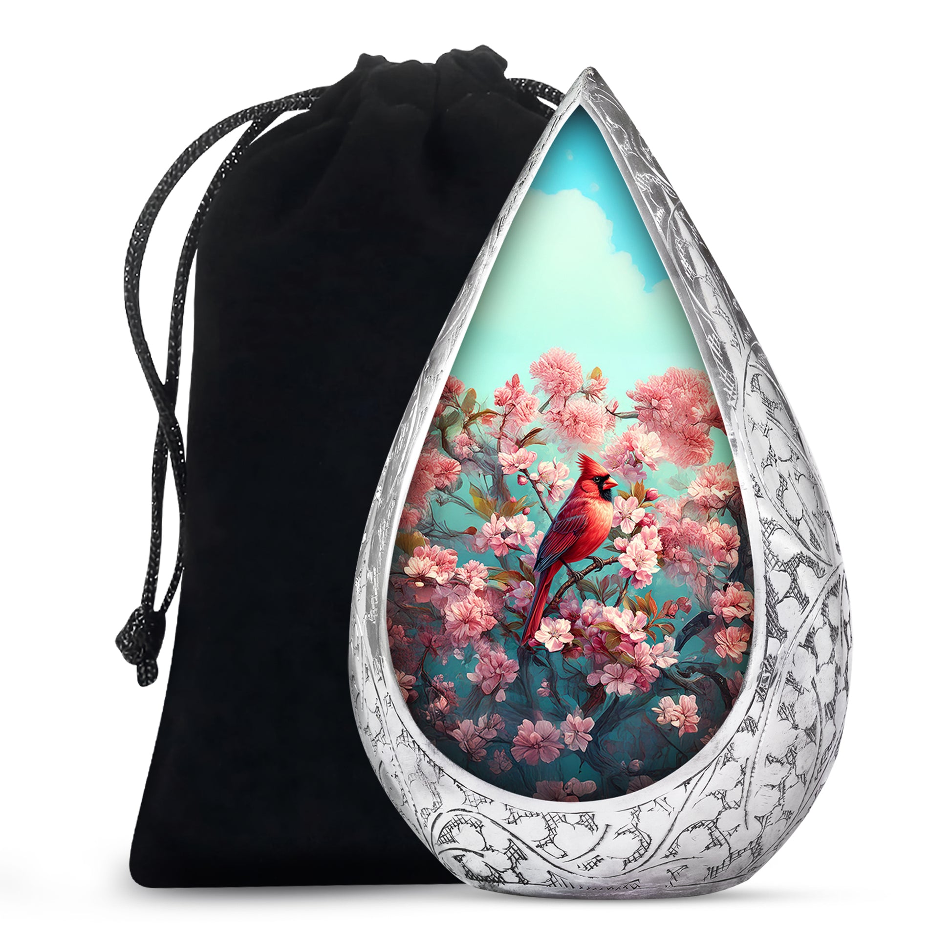 Cardinal Blossom Funeral Urn - Beautiful Memorial Urn For Female