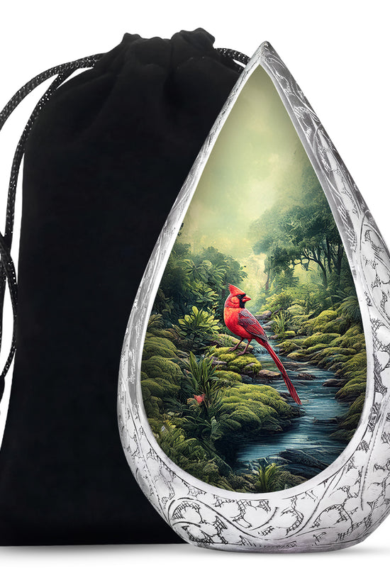 Red Cardinal Cremation Urn - Forest Memorial Urn For Loved Ones