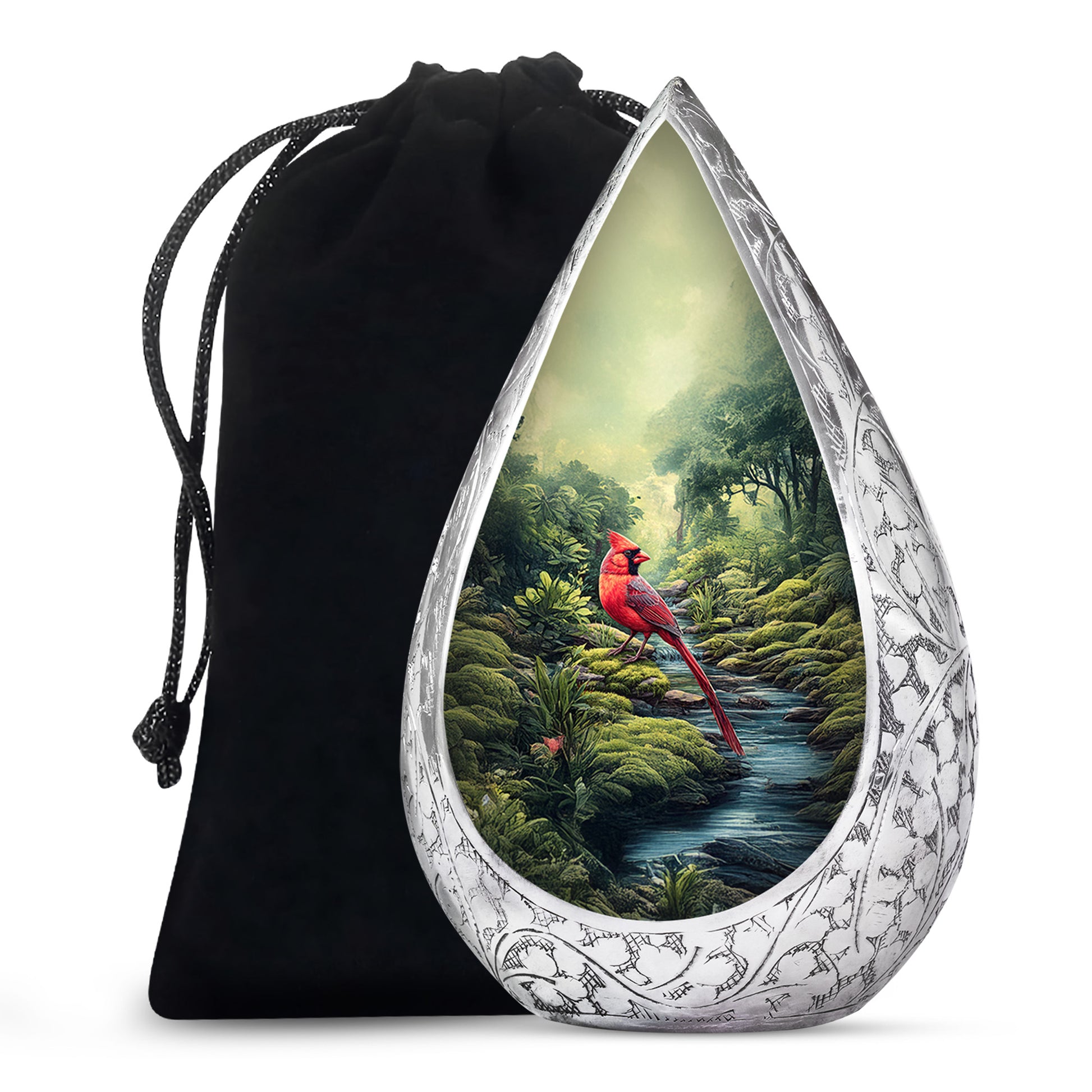 Red Cardinal Cremation Urn - Forest Memorial Urn For Loved Ones