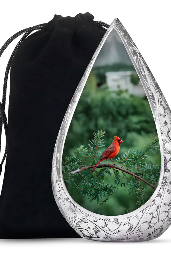 Cardinal Bird Memorial Urn - Nature Theme Funeral Urn For Human Ashes