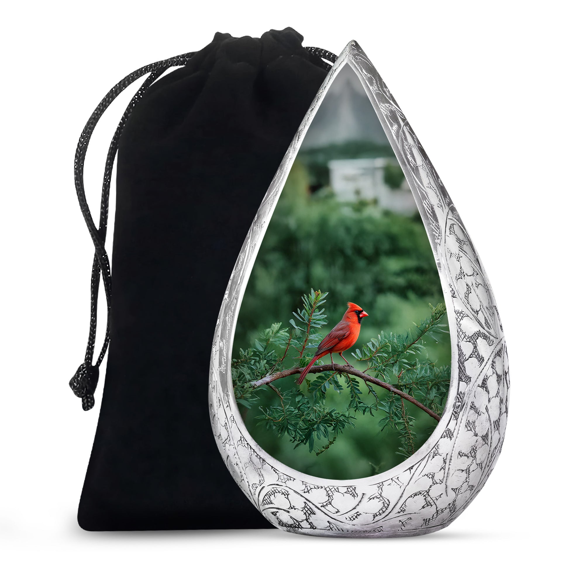 Cardinal Bird Memorial Urn - Nature Theme Funeral Urn For Human Ashes