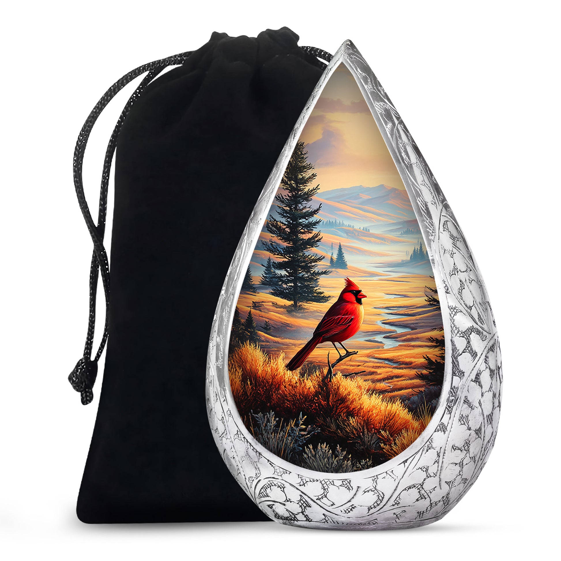 Cardinal Bird Funeral Urn - Peaceful Valley Memorial Urn For Adult Ashes