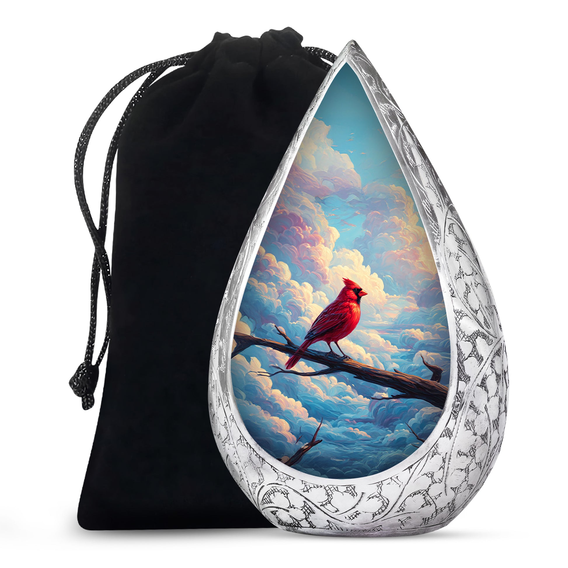 Cardinal Bird Funeral Urn - Peaceful Sky Cremation Urn For Loved Ones