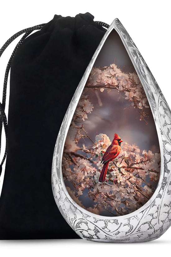 Red Cardinal Bird Memorial Urn - Artistic Memorial Urn For Loved Ashes