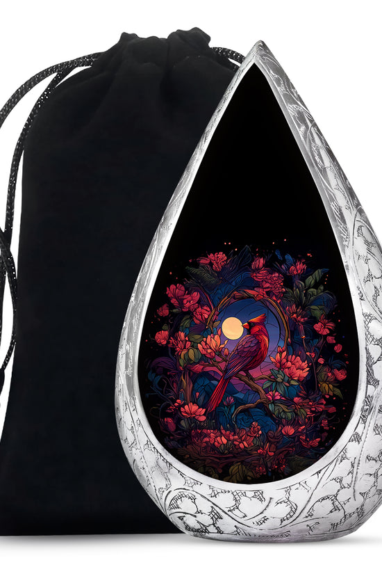Moonlight Cardinal Cremation Urn - Artistic Memorial Urn For Adult Ashes
