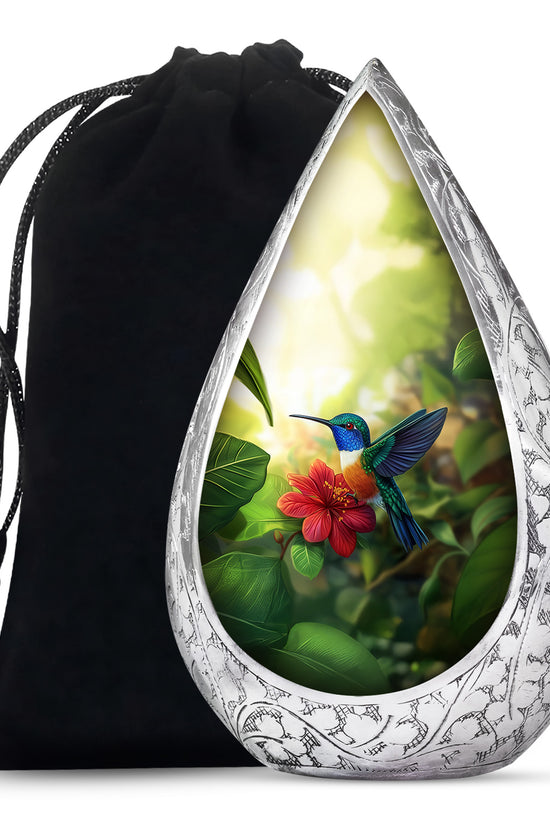 Green Memorial Urn - Hummingbird Funeral Urn For Loved Ones