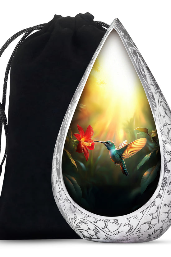 Hummingbird Memorial Urn - Golden Decorative Urn For Adults Ashes