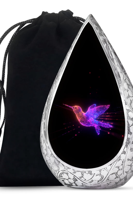 Neon Hummingbird Cremation Urn - Artistic Memorial Urn For Male & Female