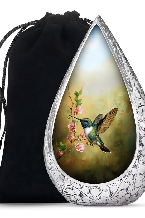 Beautiful Flowers Funeral Urn - Green Hummingbird Urn For Father & Mother