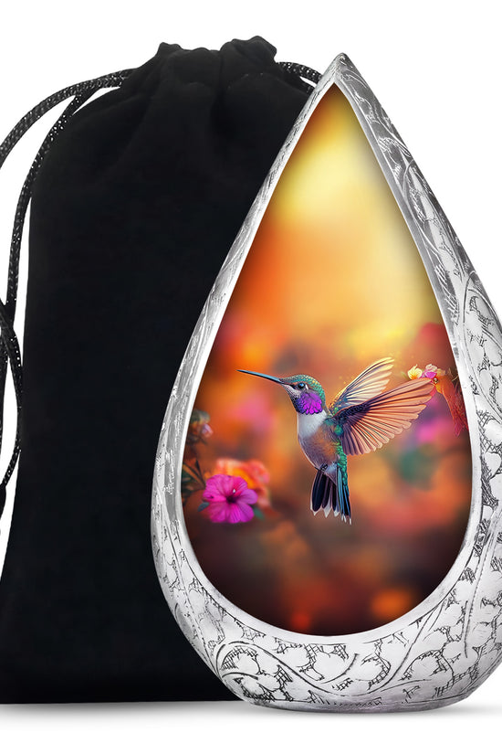 Elegent Hummingbird Funeral Urn - Orange Decorative Urn For Loved Ones