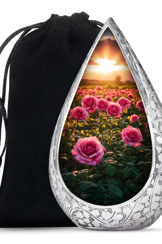 Pink Flower Landscape Cremation Urn - Beautiful Memorial Urn For Female Ashes