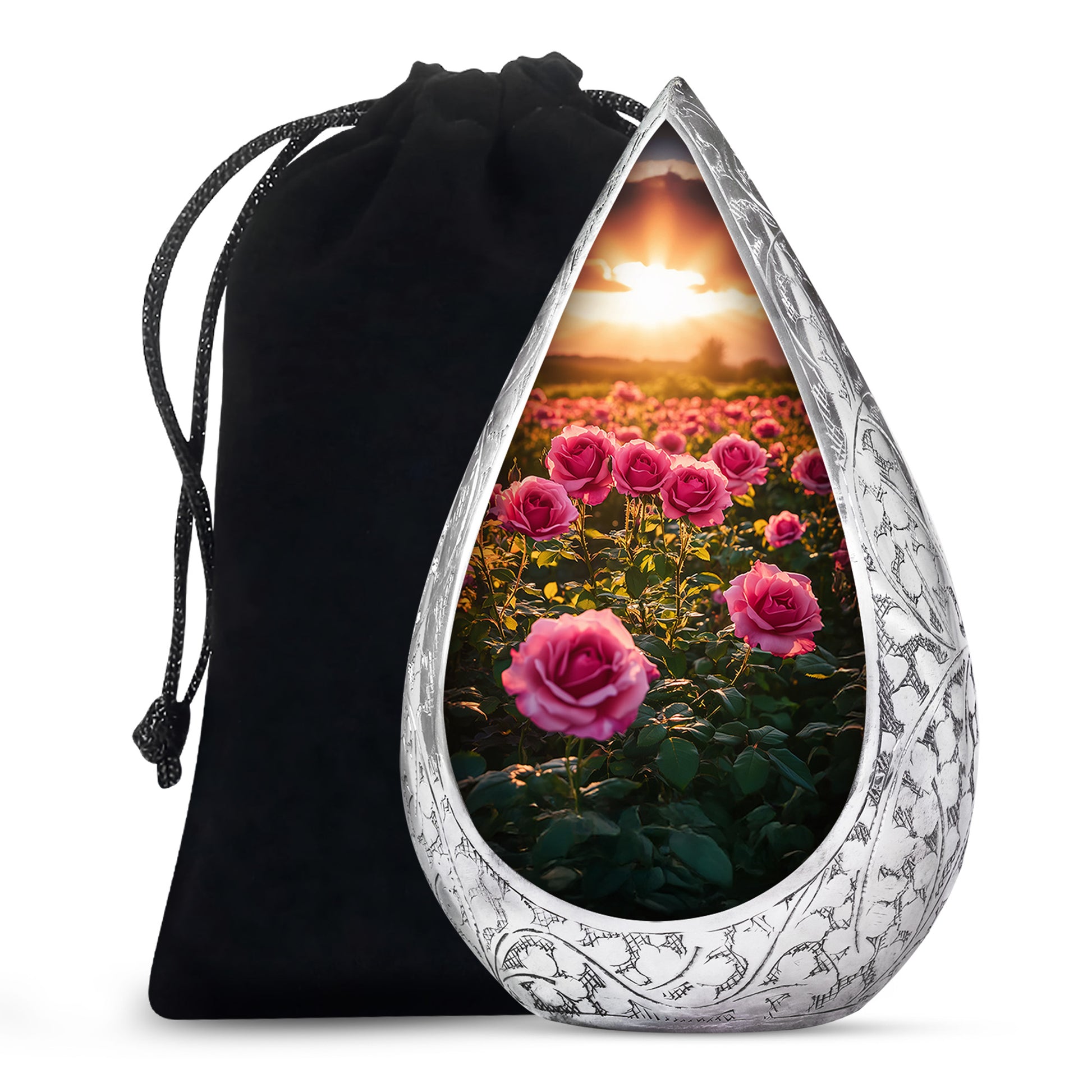 Pink Flower Landscape Cremation Urn - Beautiful Memorial Urn For Female Ashes