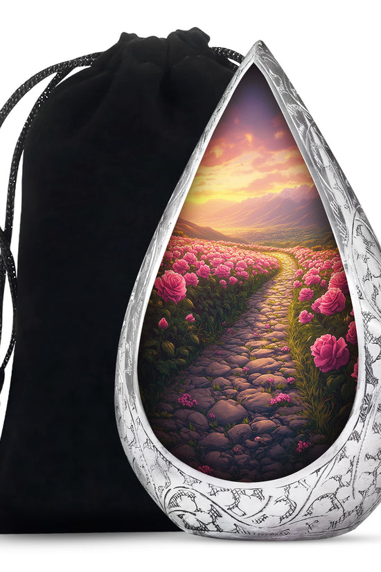 Pink Rose Valley Tribute Urn – Beautiful Cremation Urn For Human Ashes