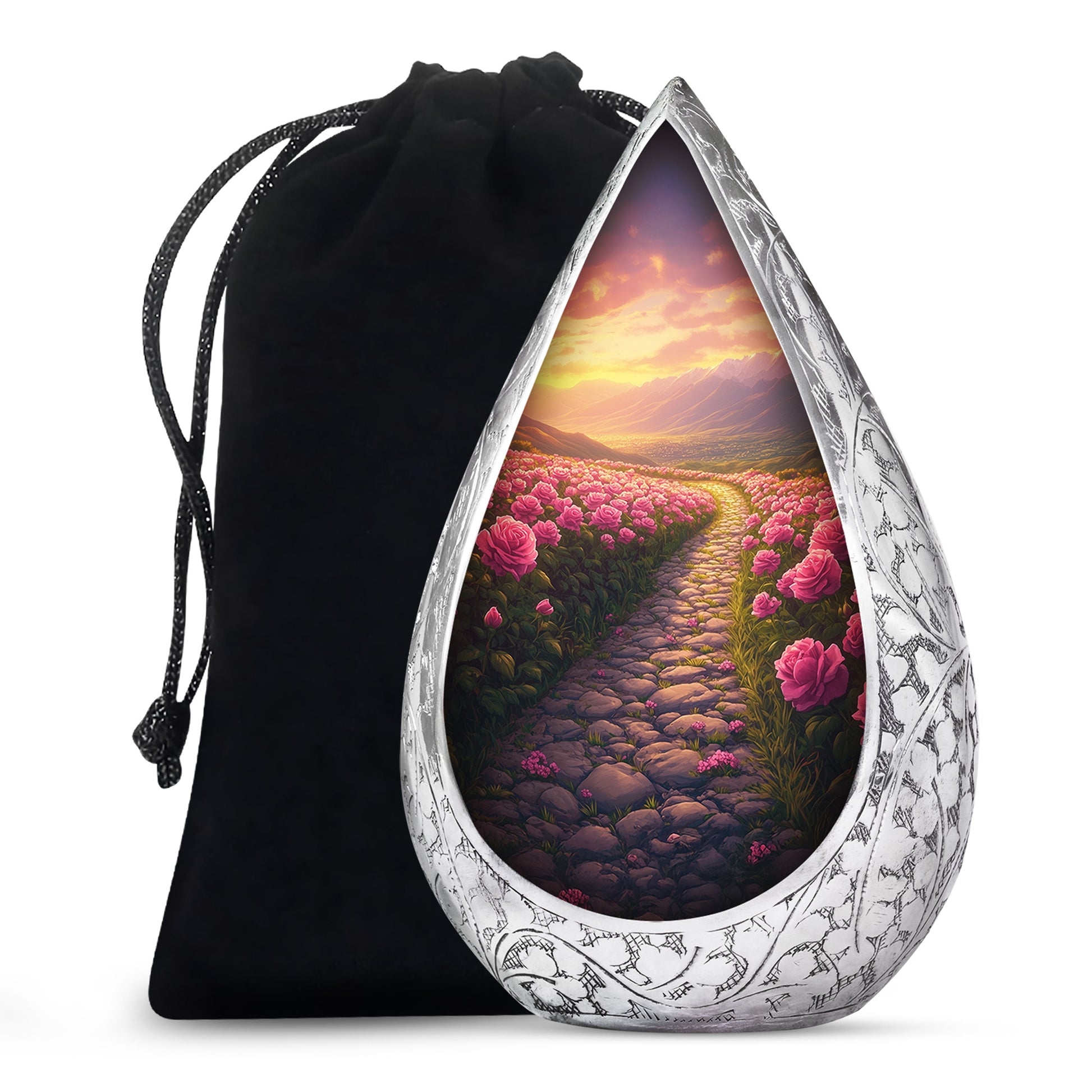 Pink Rose Valley Tribute Urn – Beautiful Cremation Urn For Human Ashes