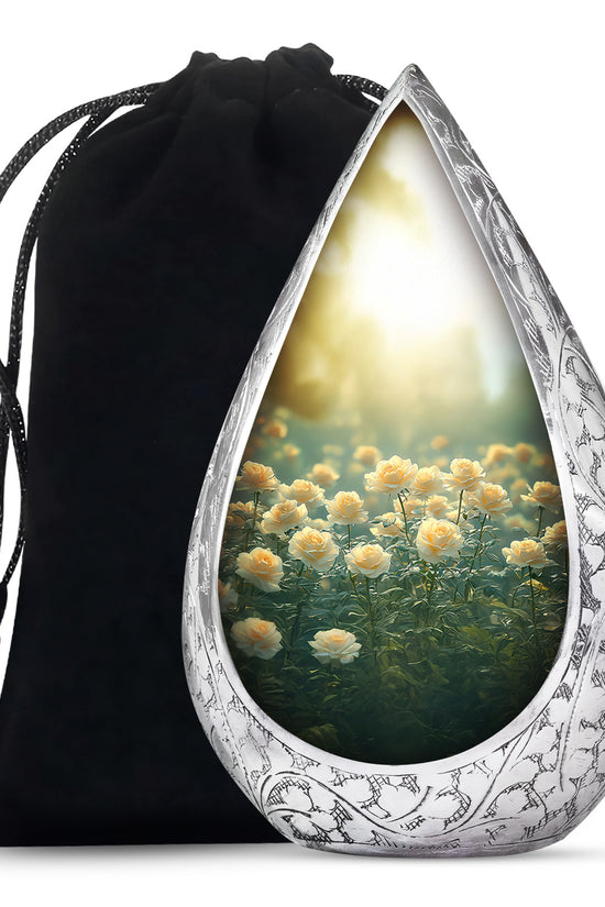 Golden Yellow Rose Memorial Urn – Cremation Urn For Mom & Dad