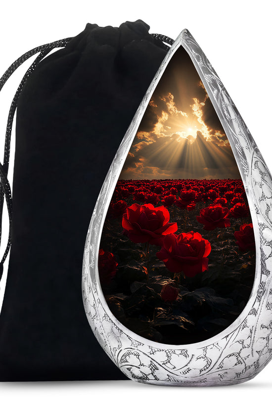 Beautiful Sunlight Memorial Urn - Rose Field Funeral Urn For Women