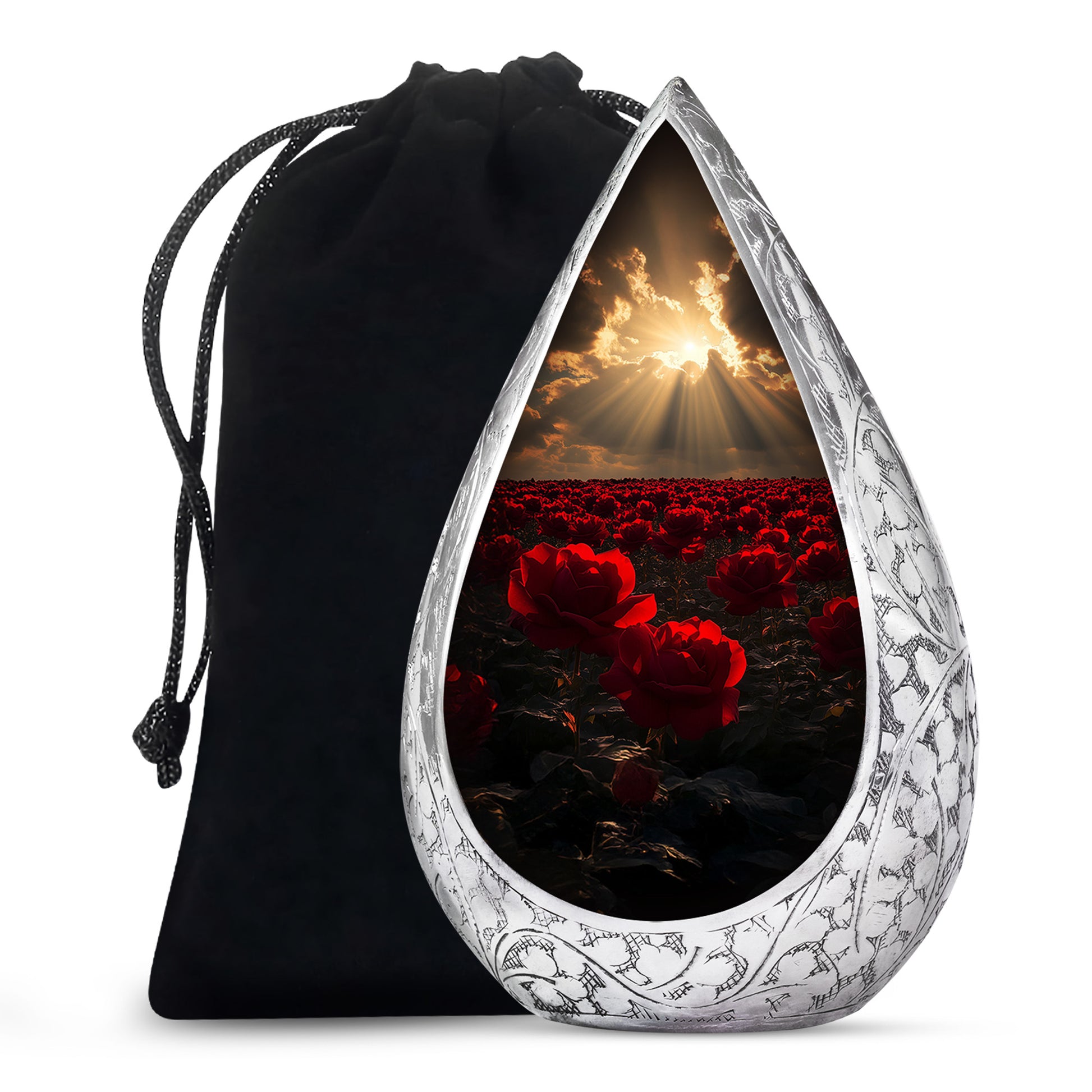Beautiful Sunlight Memorial Urn - Rose Field Funeral Urn For Women