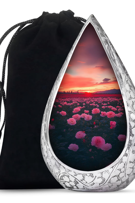 Beautiful Pink Floral Cremation Urn - Sunset Urn For Ashes Adult