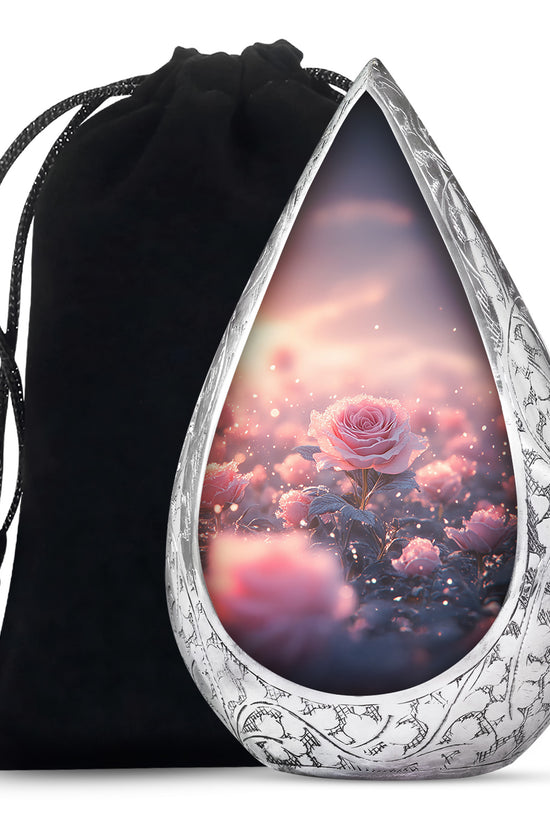Pink Rose Cremation Urn - Beautiful Memorial Urn For Mother