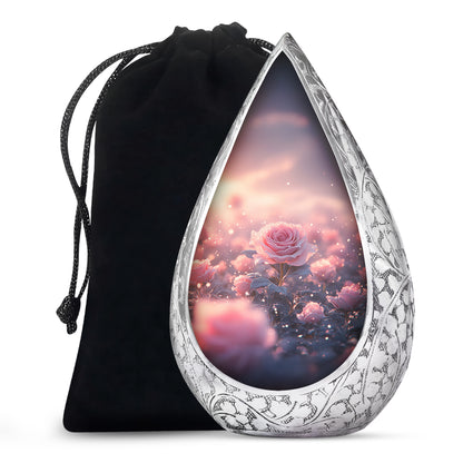 Pink Rose Cremation Urn - Beautiful Memorial Urn For Mother