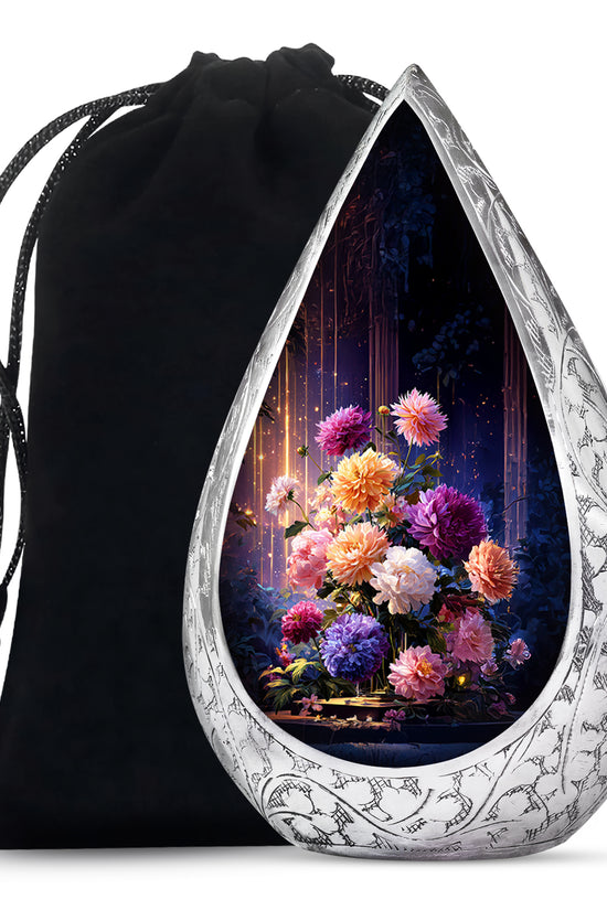 Artistic Flower Memorial Urn - Beautiful Purple Funeral Urn For Female