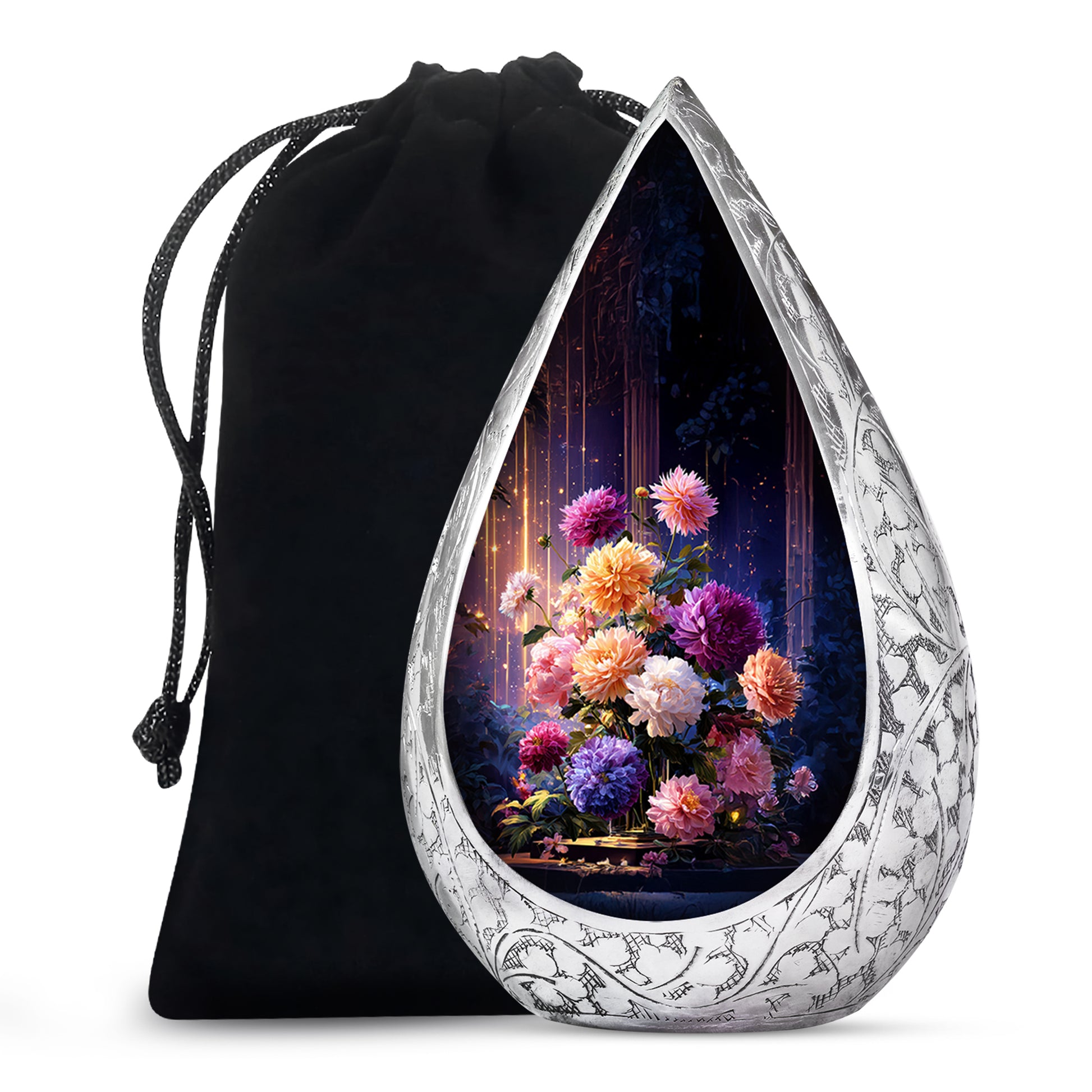 Artistic Flower Memorial Urn - Beautiful Purple Funeral Urn For Female