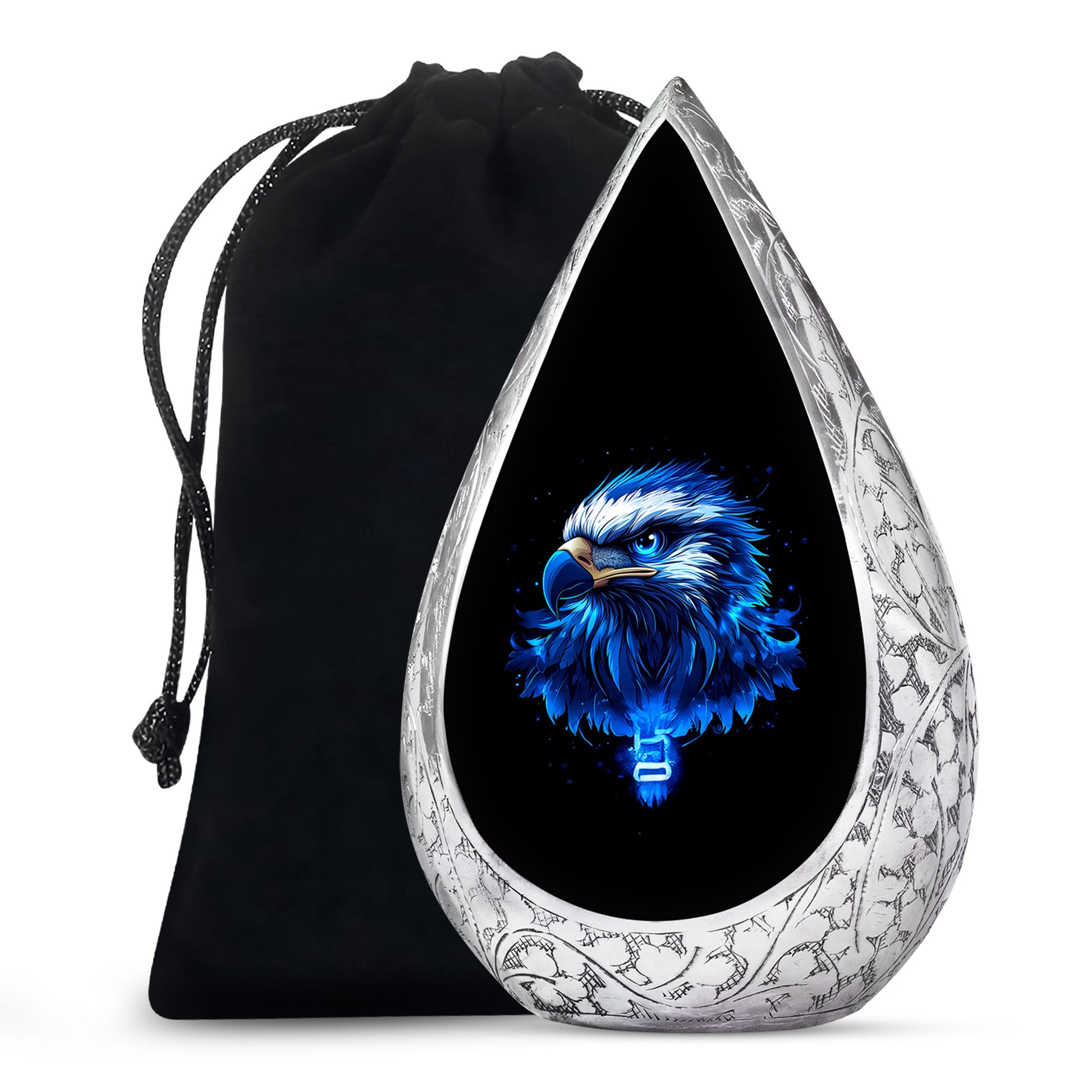 Neon Blue Eagle Art Urn For Funeral - Large Sized Urn For Adult Male