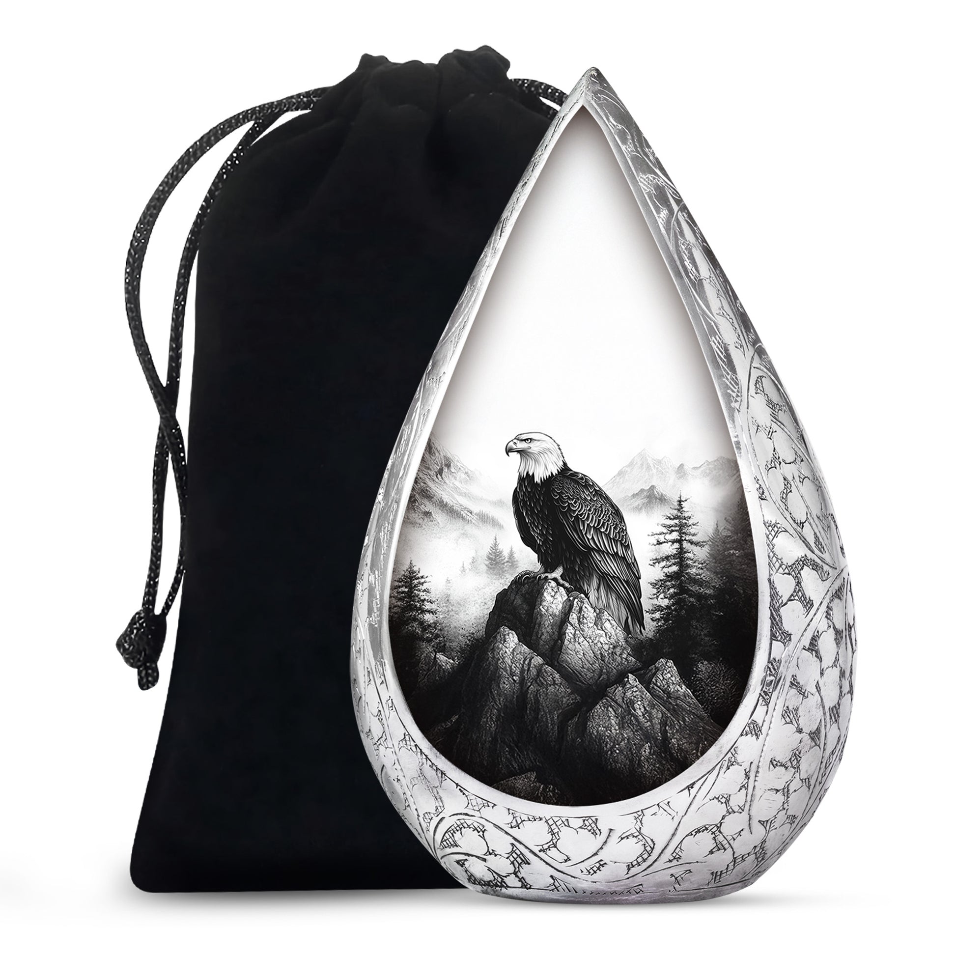 Black And White Eagle Urn For Ashes - Memorial Ashes Urn For Men
